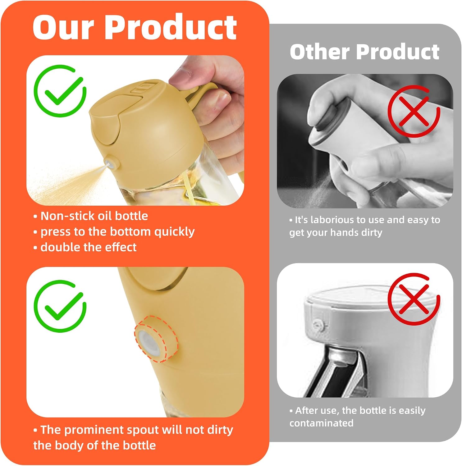 Thumbnail 6 de TrendPlain 16oz Ölsprüher für Speiseöl (470 ml) – 2-in-1 Ölspender & Sprühflasche für Küche, Salat & Grill