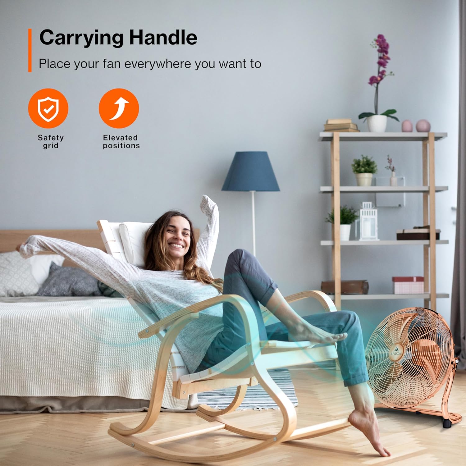 Thumbnail 5 de TRESKO AERSON ventilatore da pavimento 60 cm con 3 livelli di potenza e inclinazione fino a 110°