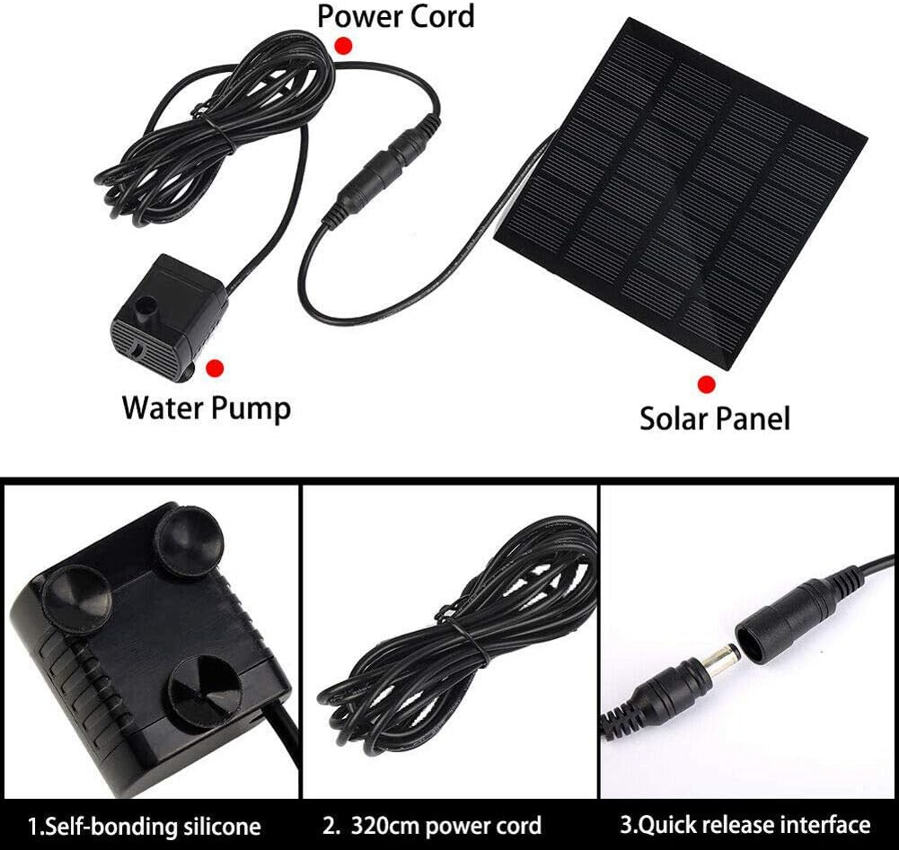 Thumbnail 2 de Solar Fountain Solar Panel Water Pump Kit for Bird Baths, Small Ponds & Fish Tanks
