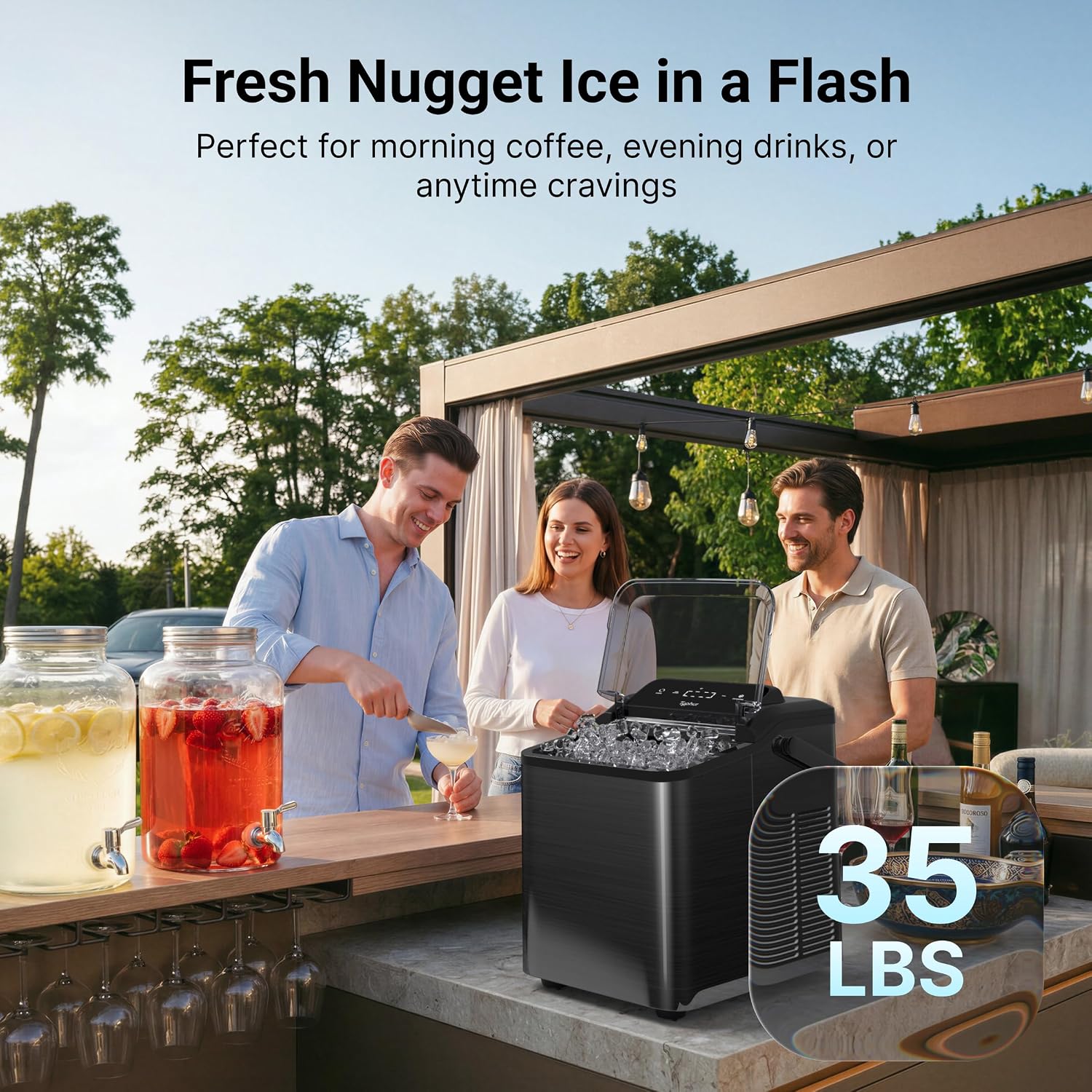 Detalle 1 de Typhur Fast Nugget Ice Maker Pro CM03P, Black Steel, App Control