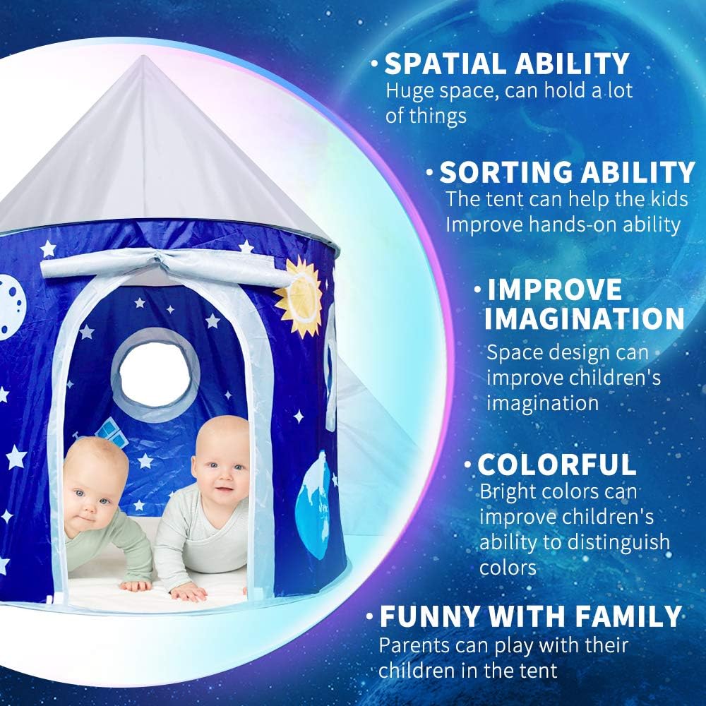 Detalle 2 de Toy Gifts for 1-7 Year Old Boys: Space Pop Up Play Tent with Private Planet Theatre