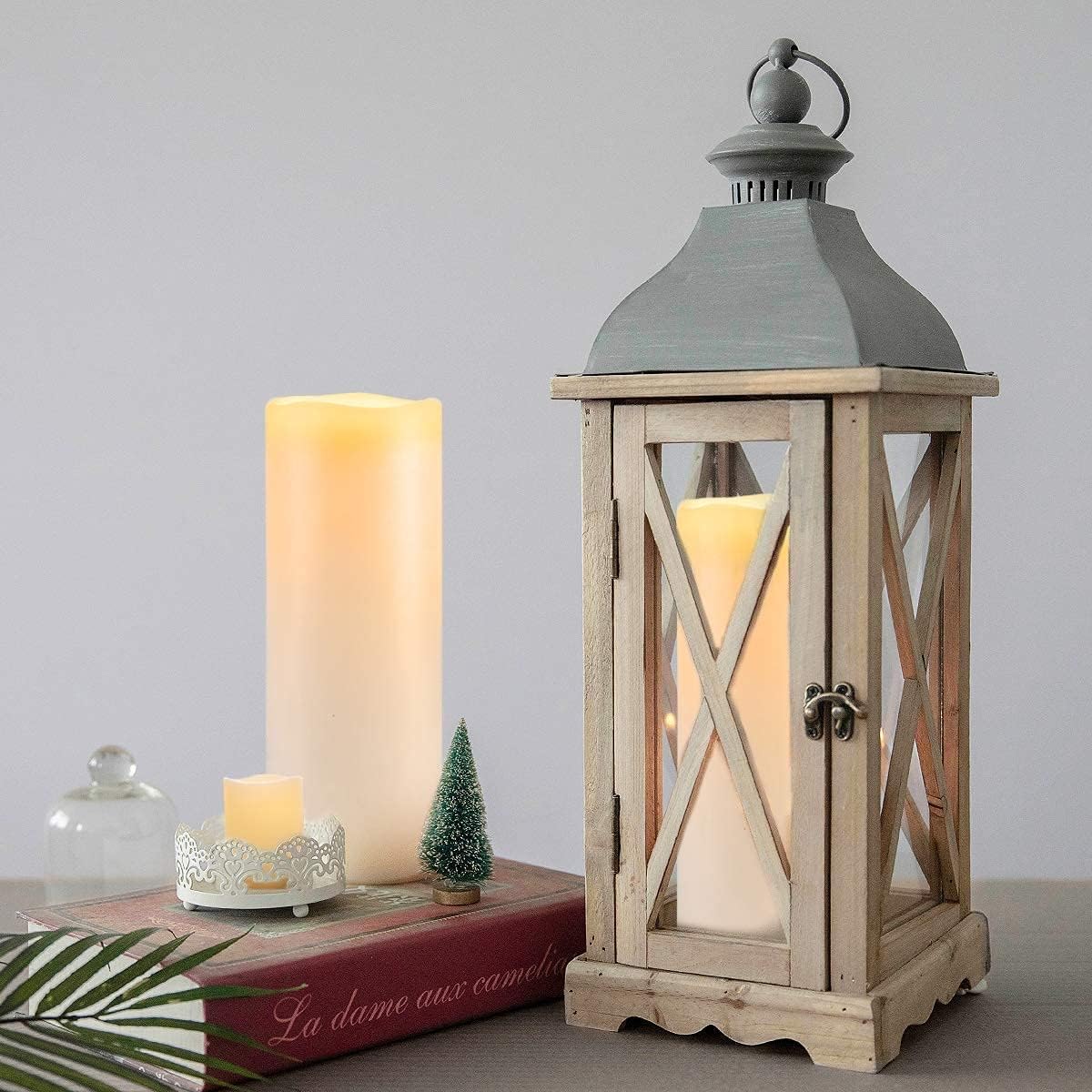 Detalle 2 de Homemory HPILLAR Outdoor Flameless LED Candles, 4 x 10-Inch, Remote, Set of 2