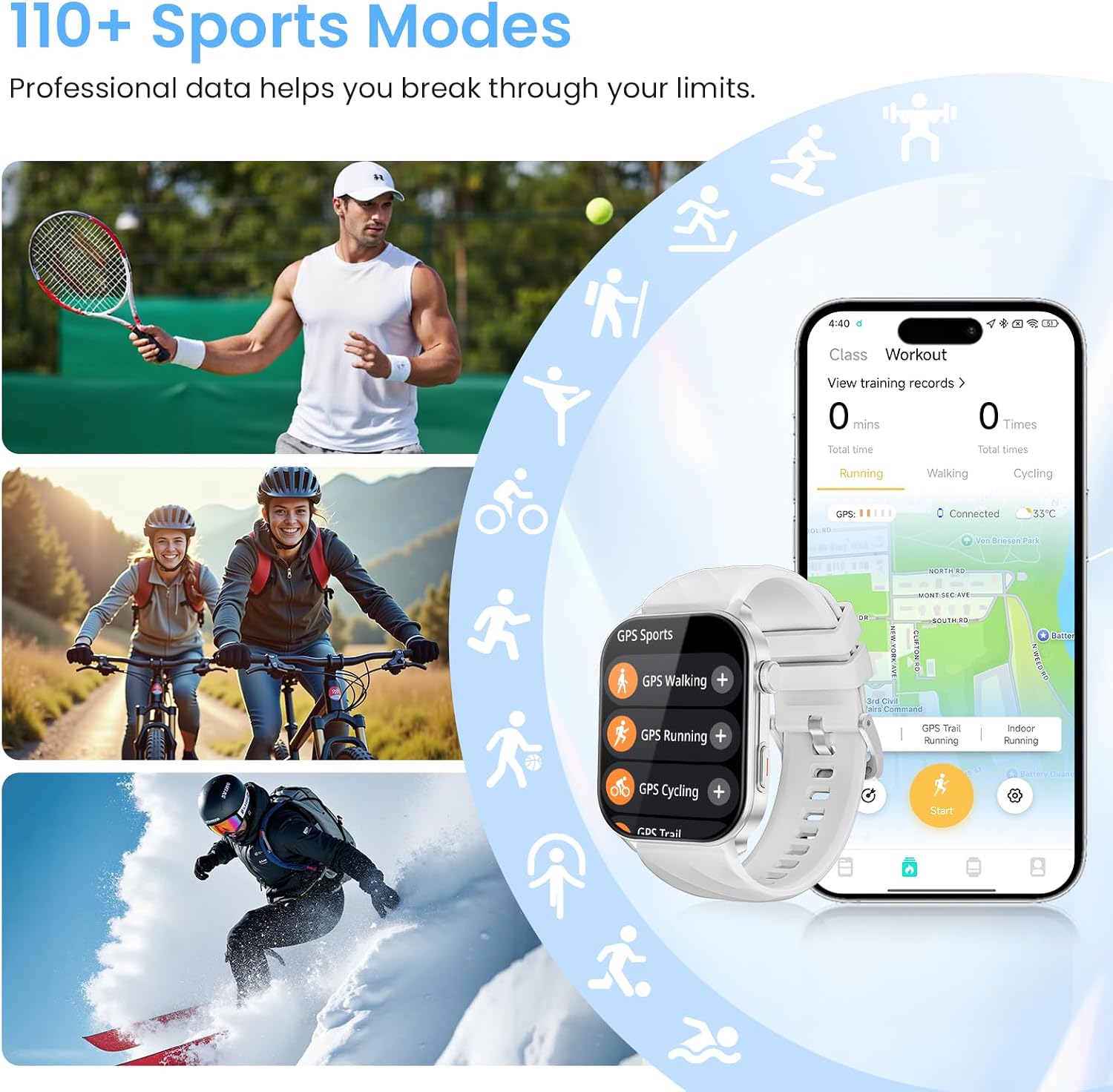 Thumbnail 4 de GPS Smart Watch 2.01" HD for Men Women
