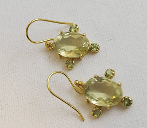 Thumbnail 8 de Zitronenquarz Peridot Ohrringe Silber 925 Vergoldet von Sophia Rose Jewellery