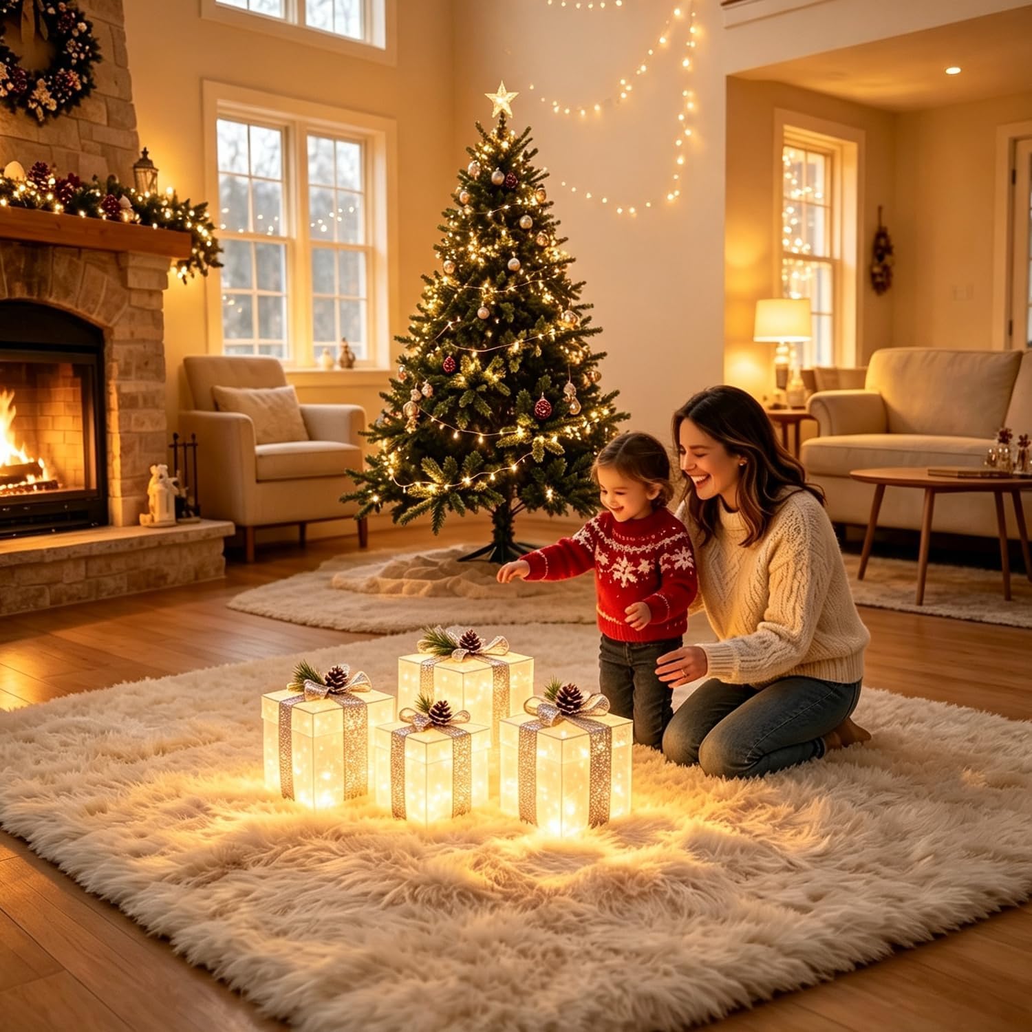 Thumbnail 6 de Hourleey CL-70WC Christmas Lighted Gift Boxes, 70 LED, Warm White, 8 Modes