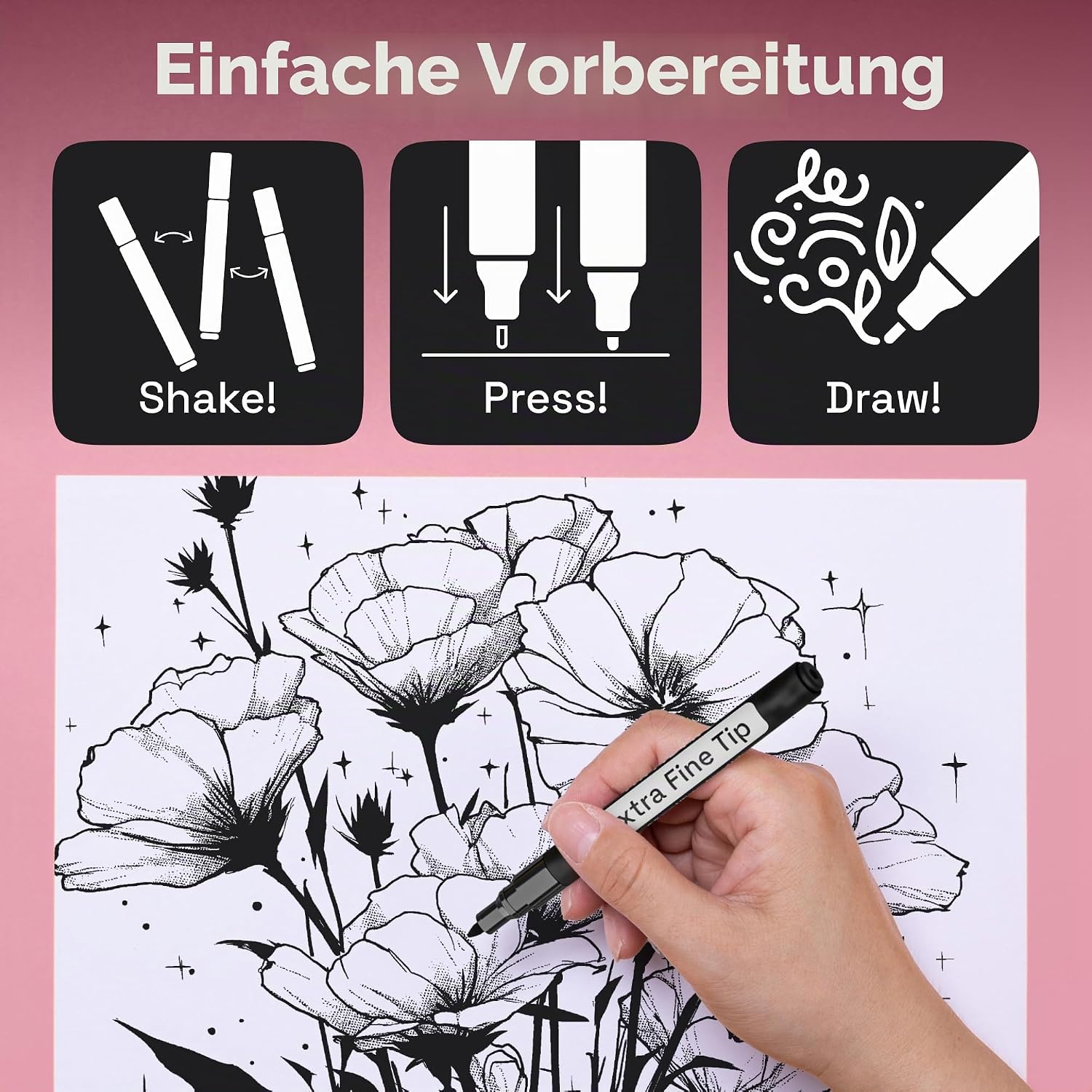 Thumbnail 6 de Artistro Acrylmarker Schwarz 5er Set für Detail