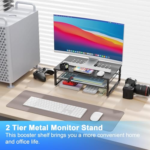 Detalle 2 de Pygocereri Desk Organisers and Accessories: 2-Tier Metal Monitor Stand Riser (Black)