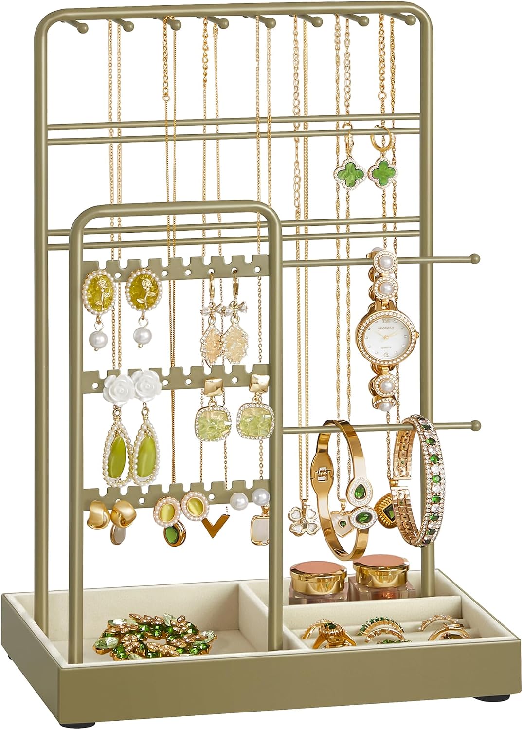 Thumbnail 6 de SONGMICS Porte-bijoux JJS028A01: Organisateur élégant en métal avec velours pour colliers, bracelets, boucles d’oreilles et bagues