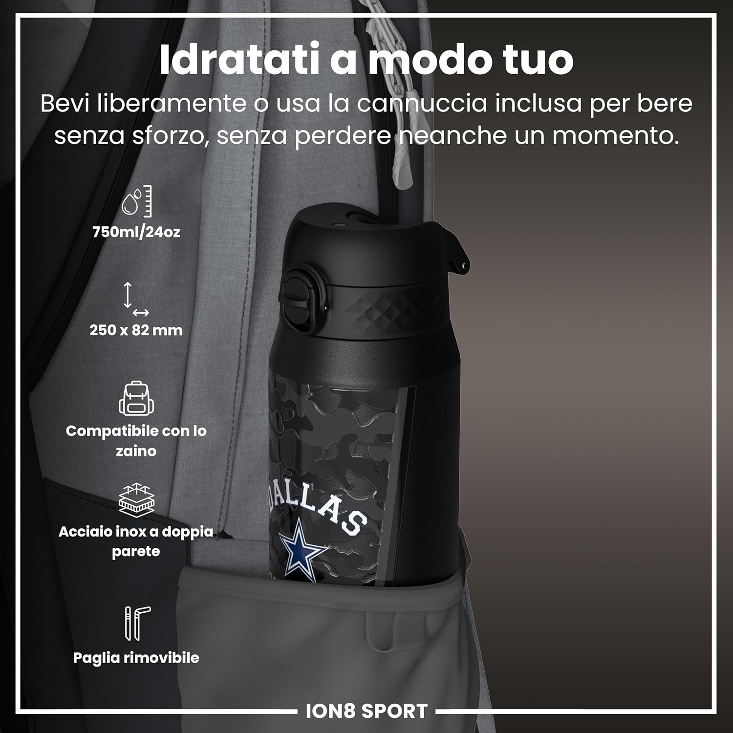 Thumbnail 1 de Ion8 NFL Borraccia 750 ml – a prova di perdite, facile da aprire e lavabile in lavastoviglie