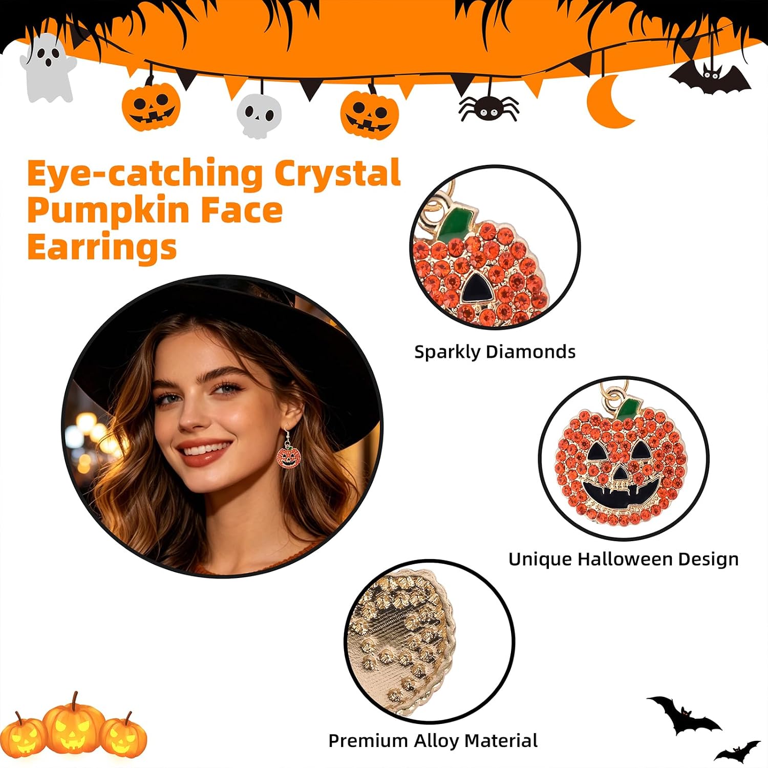 Thumbnail 2 de ORORIN Halloween Earrings 1.77 x 1.02 Inches
