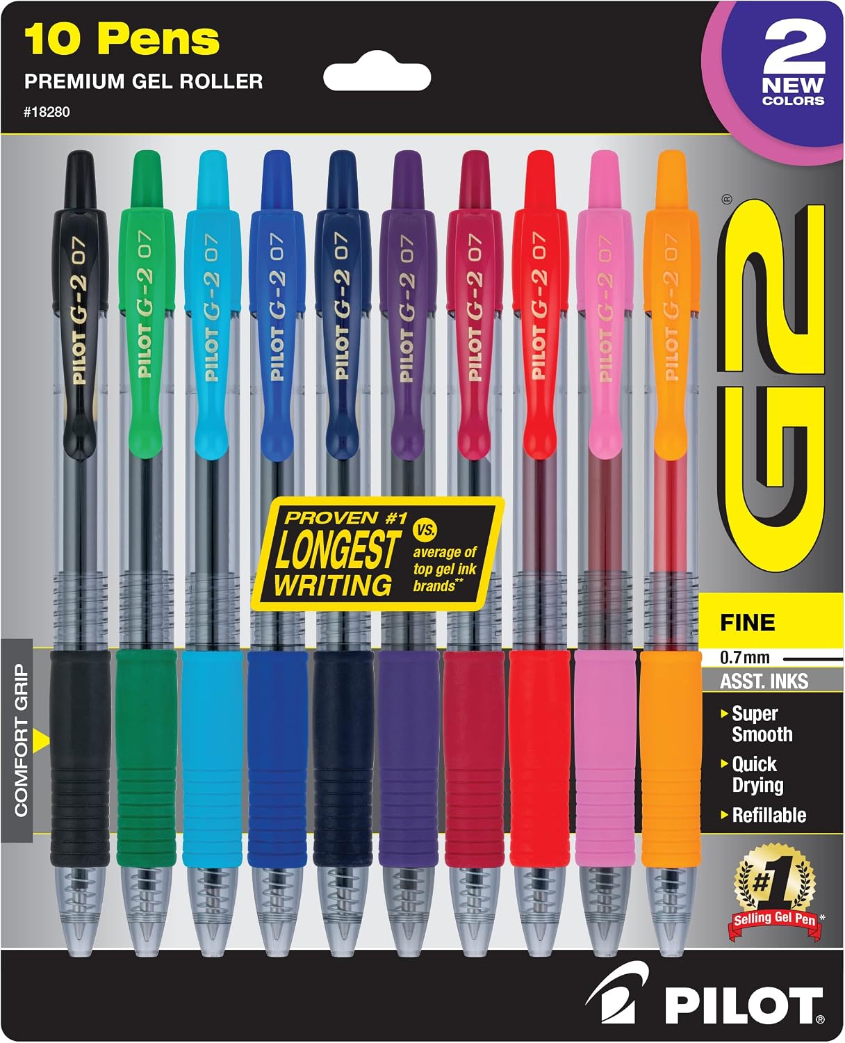 Detalle de PILOT 18280 G2 Harmony Gel Pens, 0.7 mm, Assorted Colors, Retractable