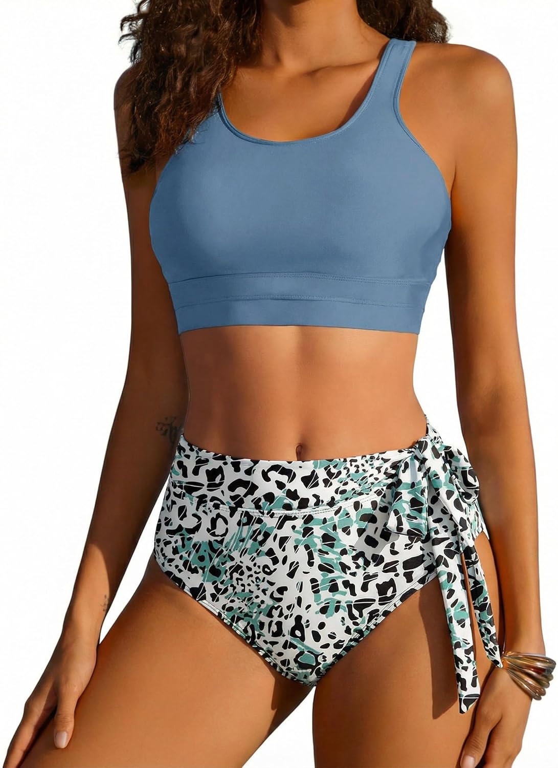 Thumbnail 6 de Ekouaer Bikini Damen Set Push Up – Zweiteiliges Bauchweg High Waist Badeanzug