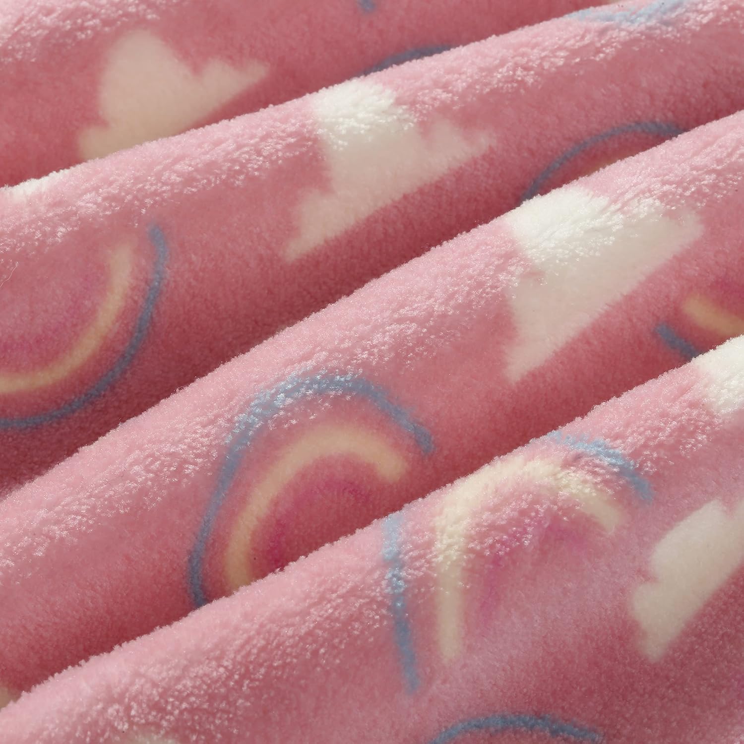 Thumbnail 4 de CREVENT 75cm x 100cm Cozy Fluffy Warm Fleece Baby Blanket (Coral Red Rainbow, White Cloud) for Unisex Infants