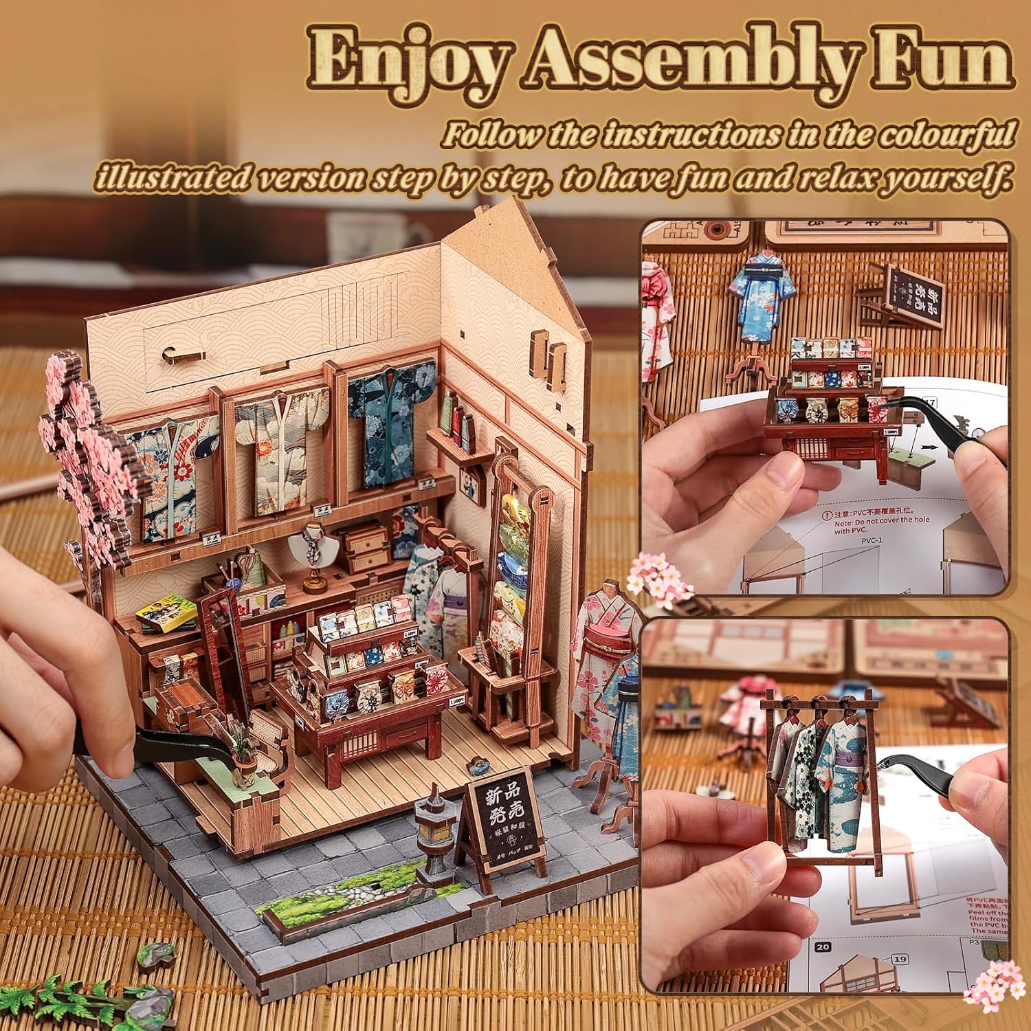 Detalle de Cutefun Book Nook Kit: Sakura Kimono Shop DIY Miniature Dollhouse