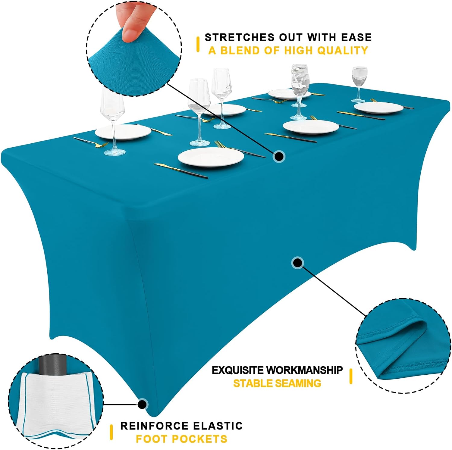 Detalle 2 de Smiry 2 Pack Spandex Table Cloth 72 in