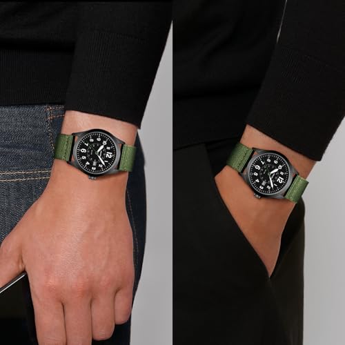 Detalle de LN LENQIN Orologio Uomo Militare Analogico Quarzo Impermeabile – 42 mm, cinturino in nylon
