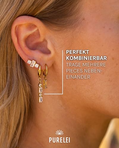 Detalle 2 de Purelei Powder Ohrringe in Gold aus Edelstahl, wasserfest, 1,4 cm