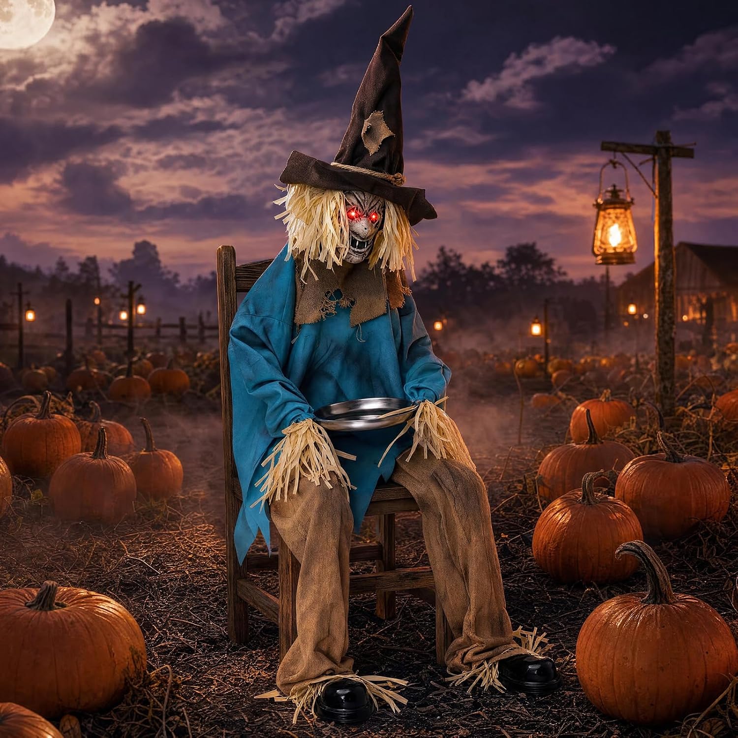 Detalle de Tangkula Animated Halloween Scarecrow Decoration, 5.2 ft