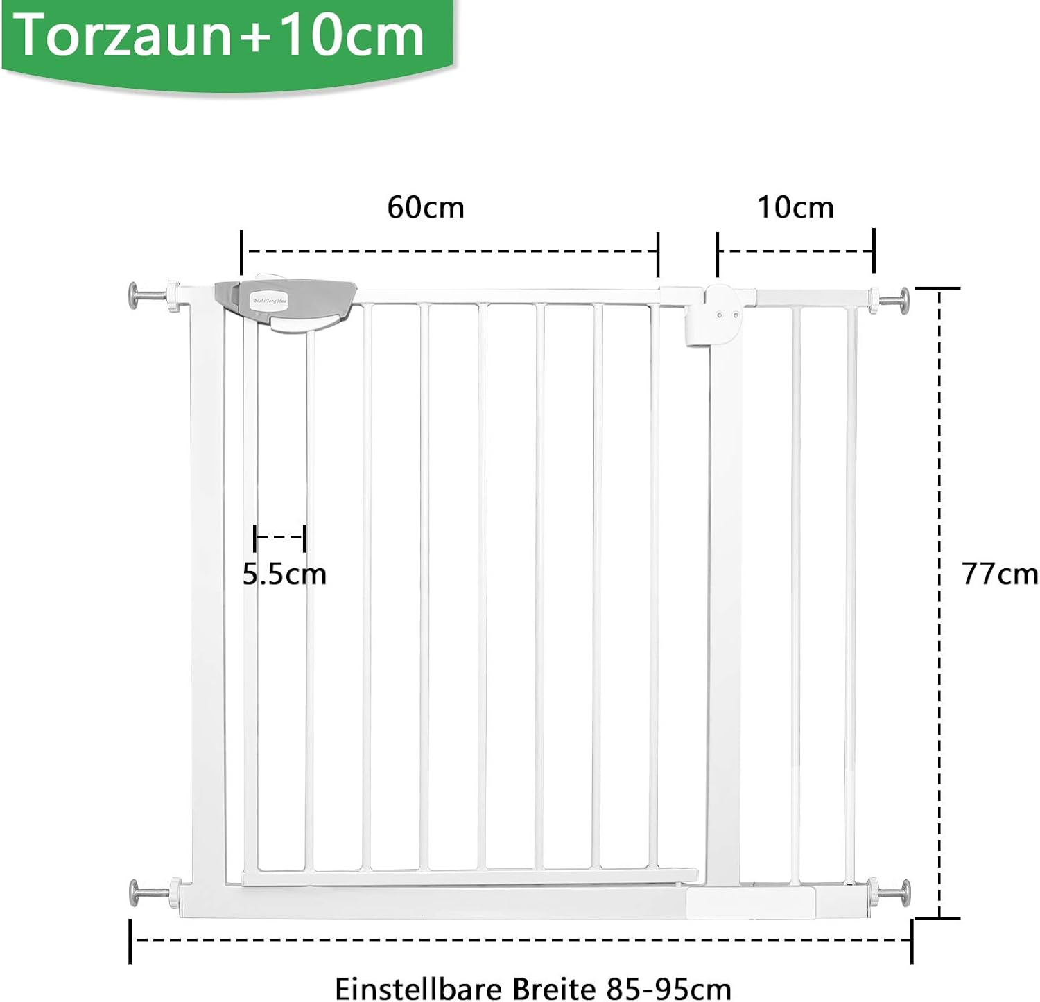 Thumbnail 1 de UISEBRT Treppenschutzgitter Türschutzgitter ohne Bohren Für Breiten 85–95 cm – Selbstschließend, 1‑Hand Öffnen, Weiß