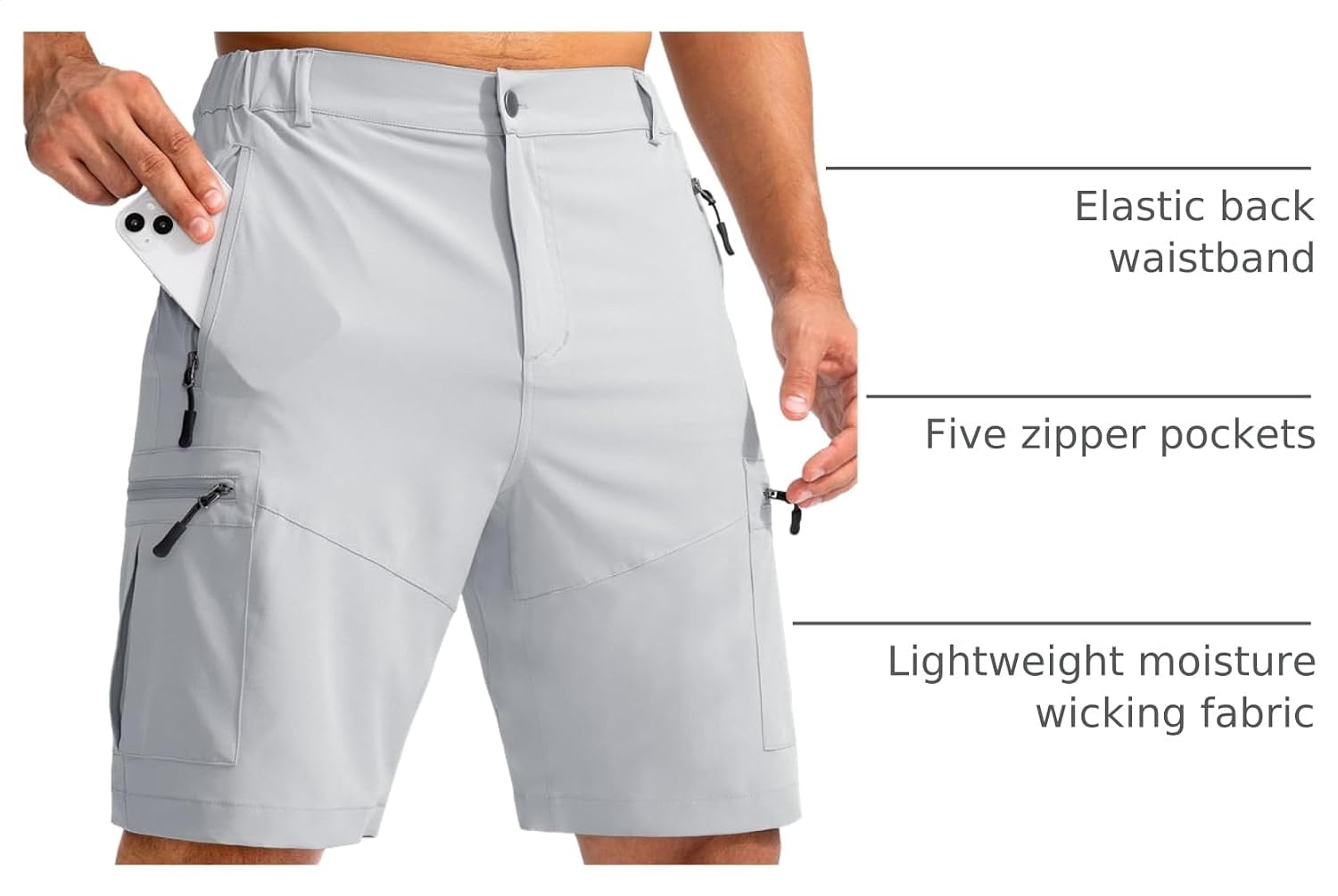 Detalle de Pudolla 9-Inch Cargo Hiking Shorts for Men