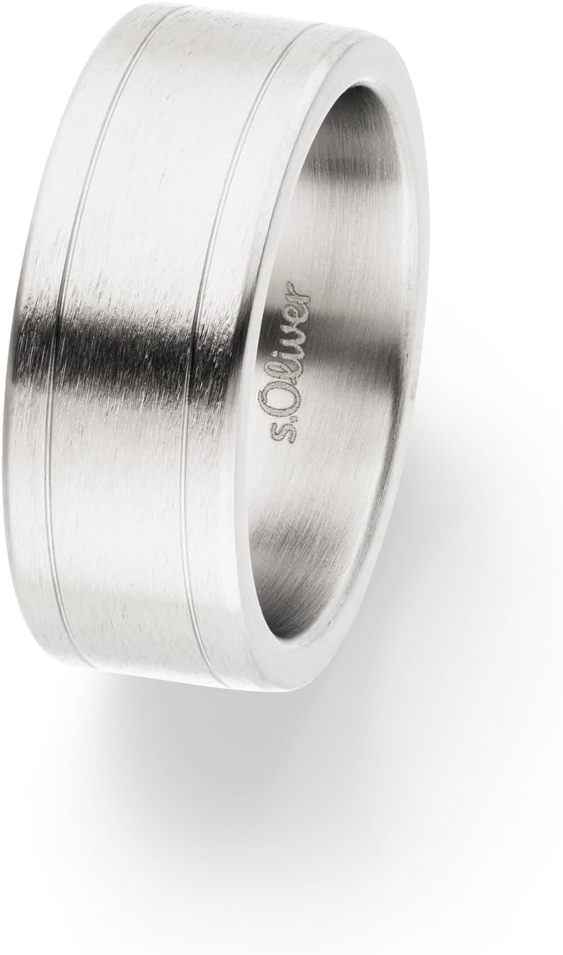 Detalle de s.Oliver Herrenring aus Edelstahl mit schwarzer IP-Beschichtung (Größe 62) inkl. Schmuck-Geschenkbox