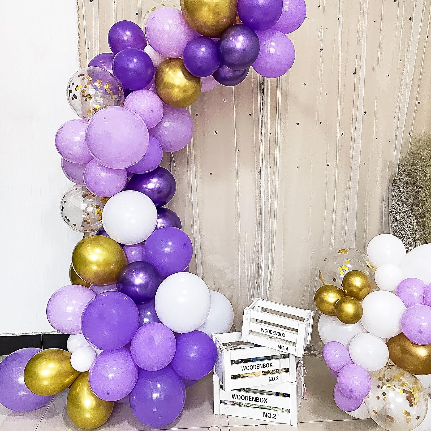 Detalle 2 de rubfac Dark Purple 12-Inch Latex Balloons, 120 Count, with Filling Pump
