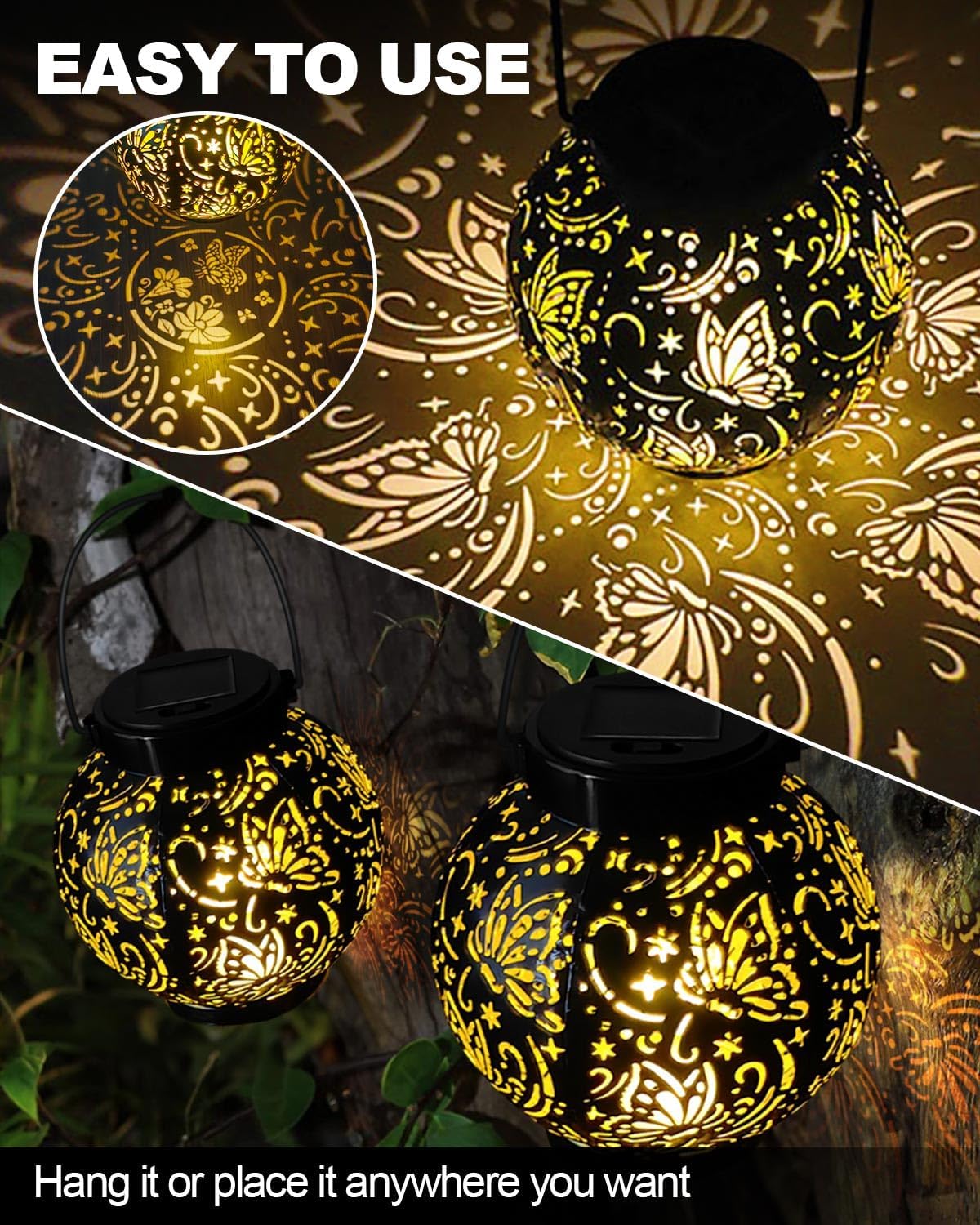 Detalle de KALAHOL solar lanterns 2 pack garden lights