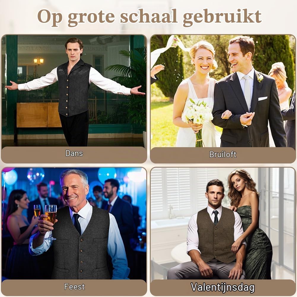 Thumbnail 6 de AUYAO herengilet met V-hals, verstelbare rugsluiting en katoenmix