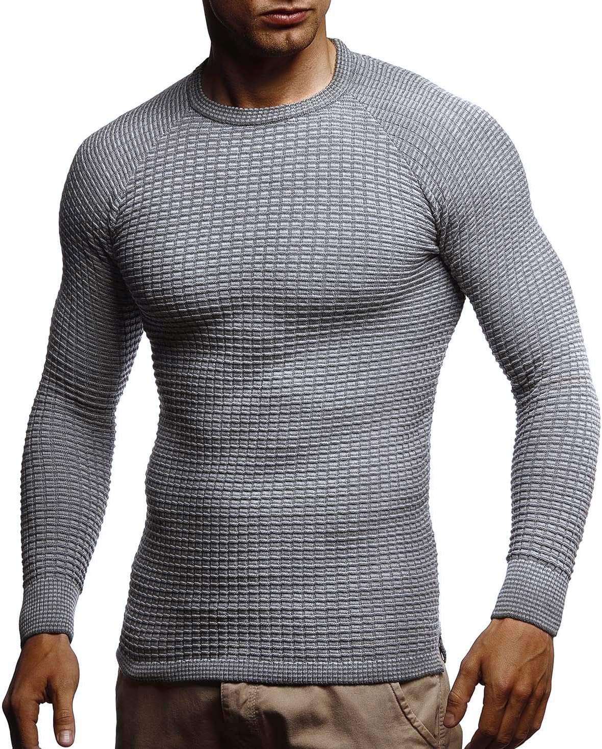 Detalle de Leif Nelson LN20746 – Pull tricot col rond, coupe slim, maille fine