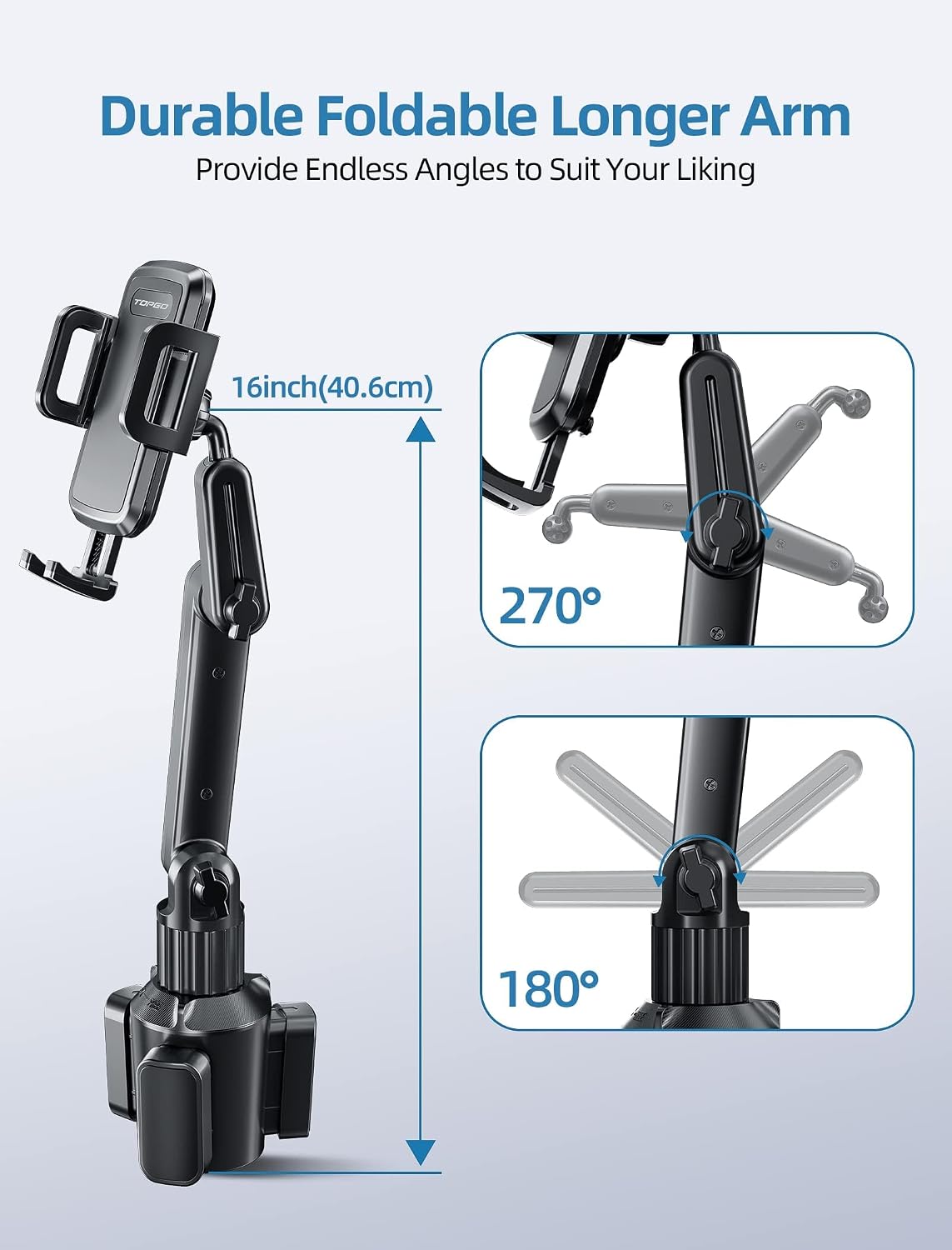 Thumbnail 3 de TOPGO Car Phone Holder Pro Ver: Height Adjustable Cup Holder Mount for iPhone 16 Pro Max and More