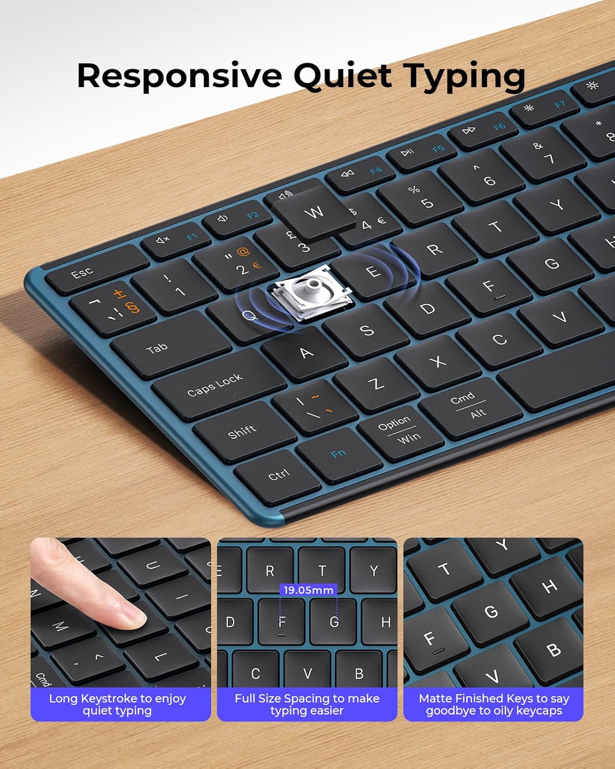 Thumbnail 3 de seenda SKM64-3 Wireless Keyboard and Mouse Set: Multi‑Device, Ultra‑Slim, UK Layout