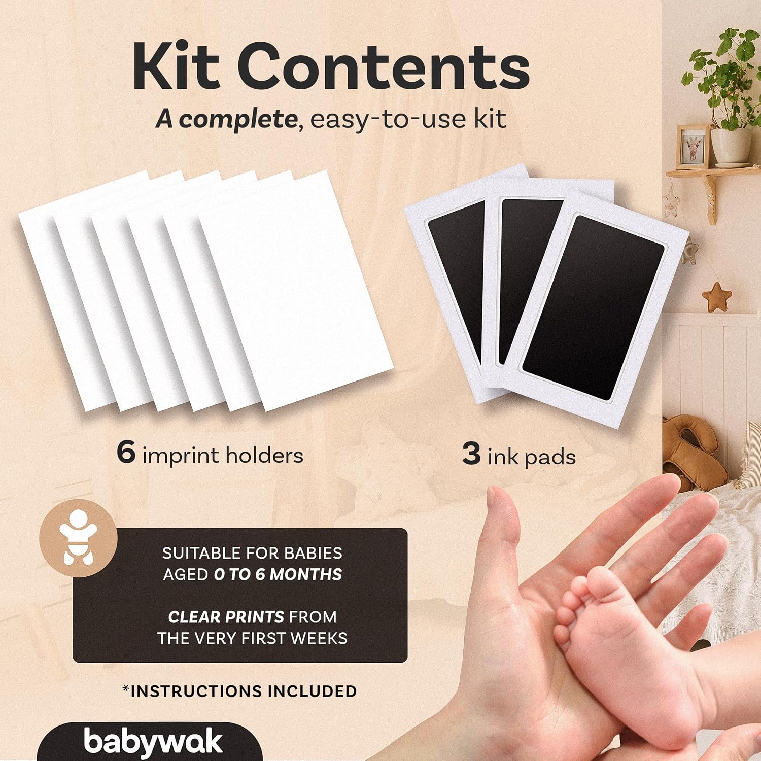 Detalle de Baby Hand and Footprint Kit – Inkless Clean Touch (Small, 0–6 Months)