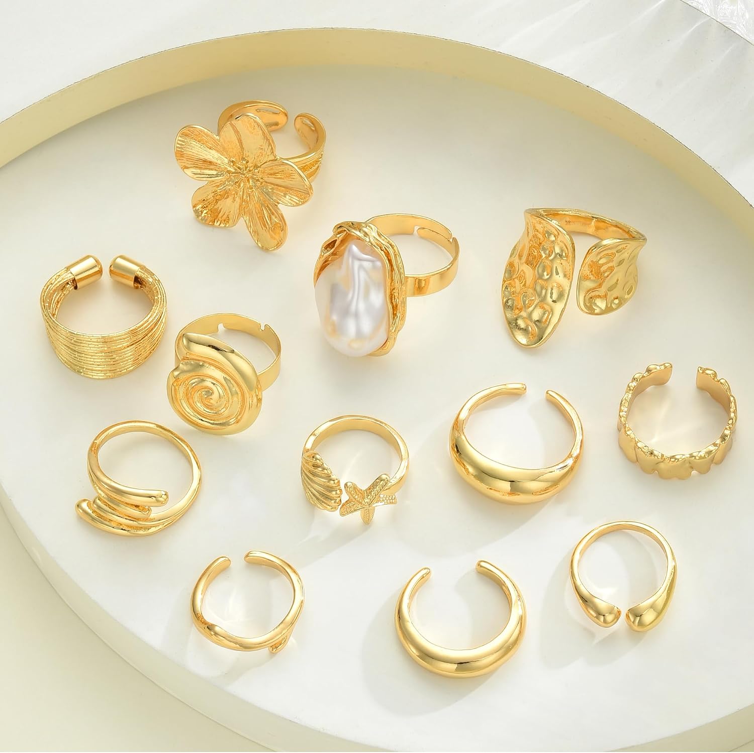 Detalle 2 de FAXHION gold-plated ring set, 12-piece