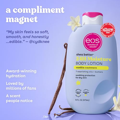 Detalle de EOS Vanilla Cashmere Shea Better Body Lotion — 24-Hour Lightweight Moisture (16 fl oz)