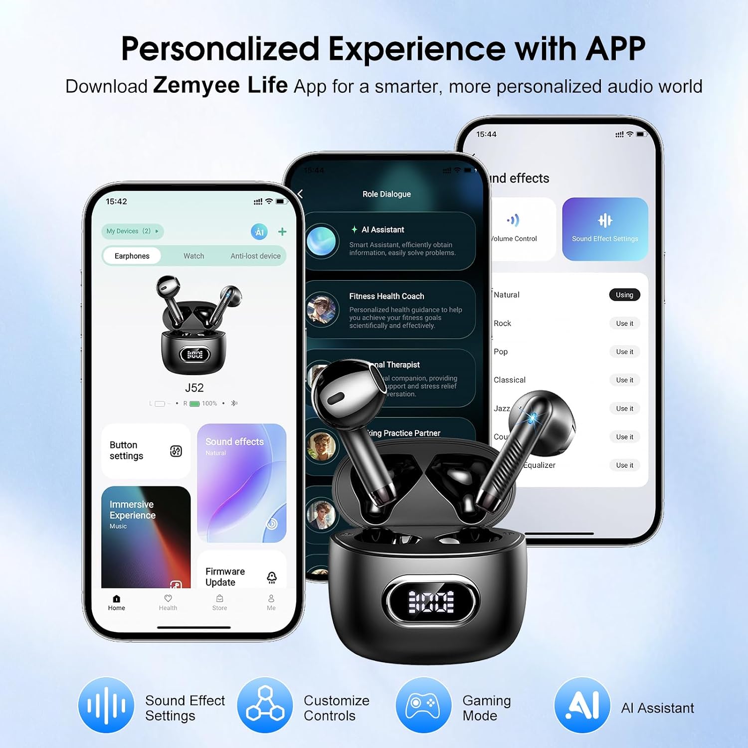 Thumbnail 4 de Bluetooth In-Ear Kopfhörer mit 5.4, 50 Std. Akku, IPX7, EQ per App – kabellos, grau/schwarz