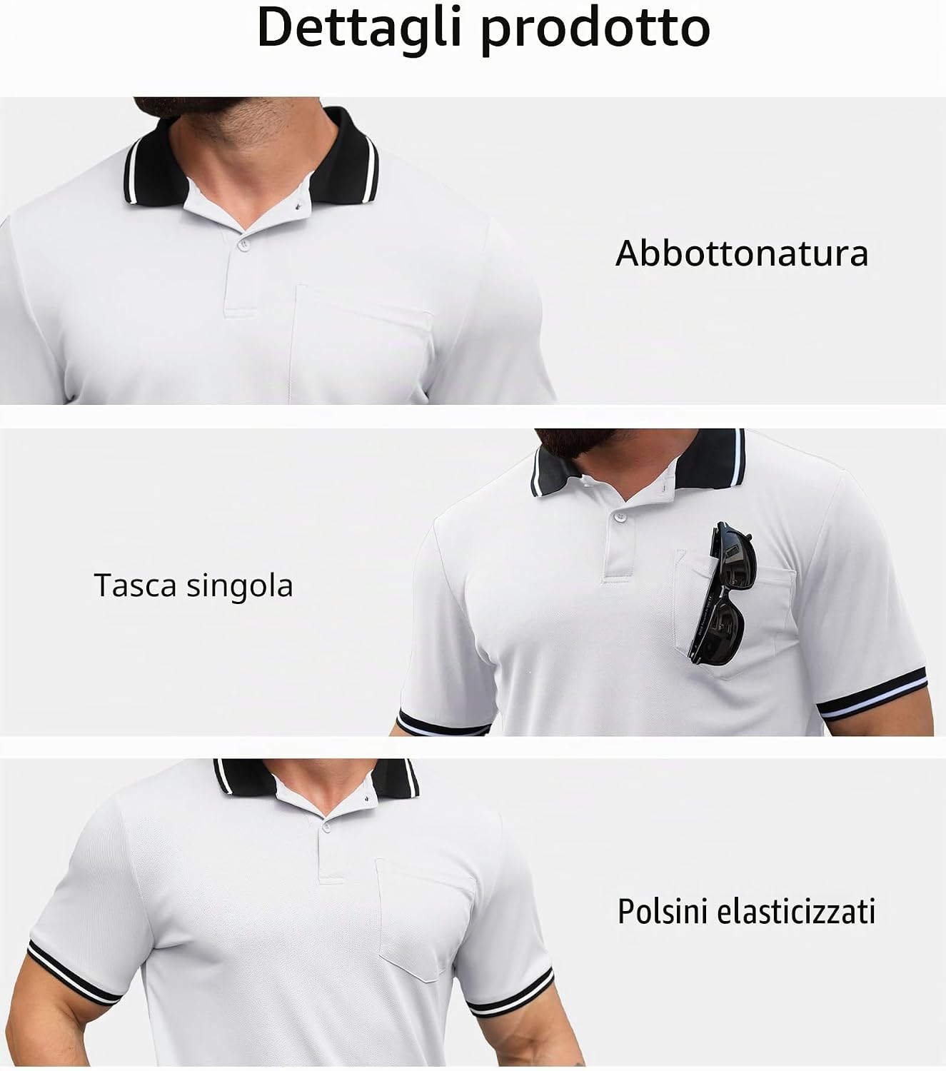 Detalle 2 de SwissWell 3 Pezzi Polo Uomo Manica Corta Traspirante Estiva Golf Polo Shirt