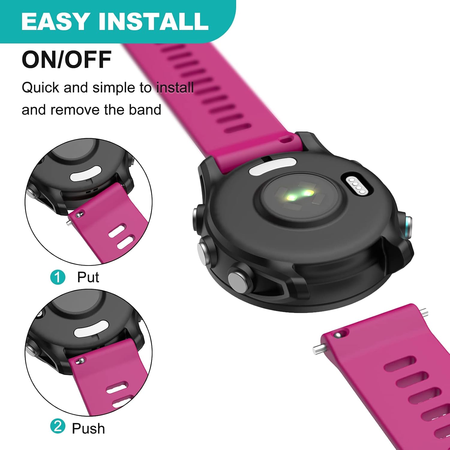 Thumbnail 5 de OVERSTEP 20mm Silicone Quick-Release Watch Strap for Garmin and Samsung Smartwatches