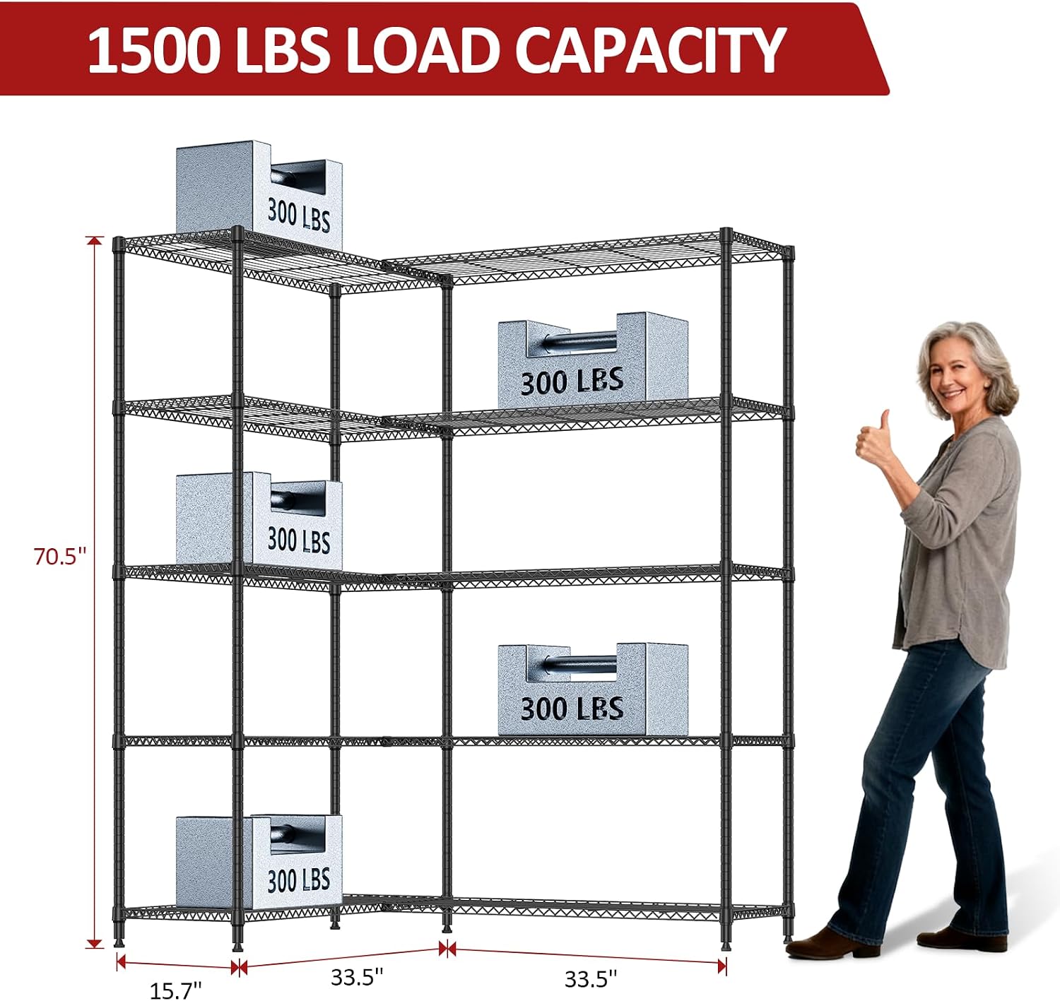 Detalle de IZEUK Linked Storage Racks 1433 lb Capacity Shelving 🪚