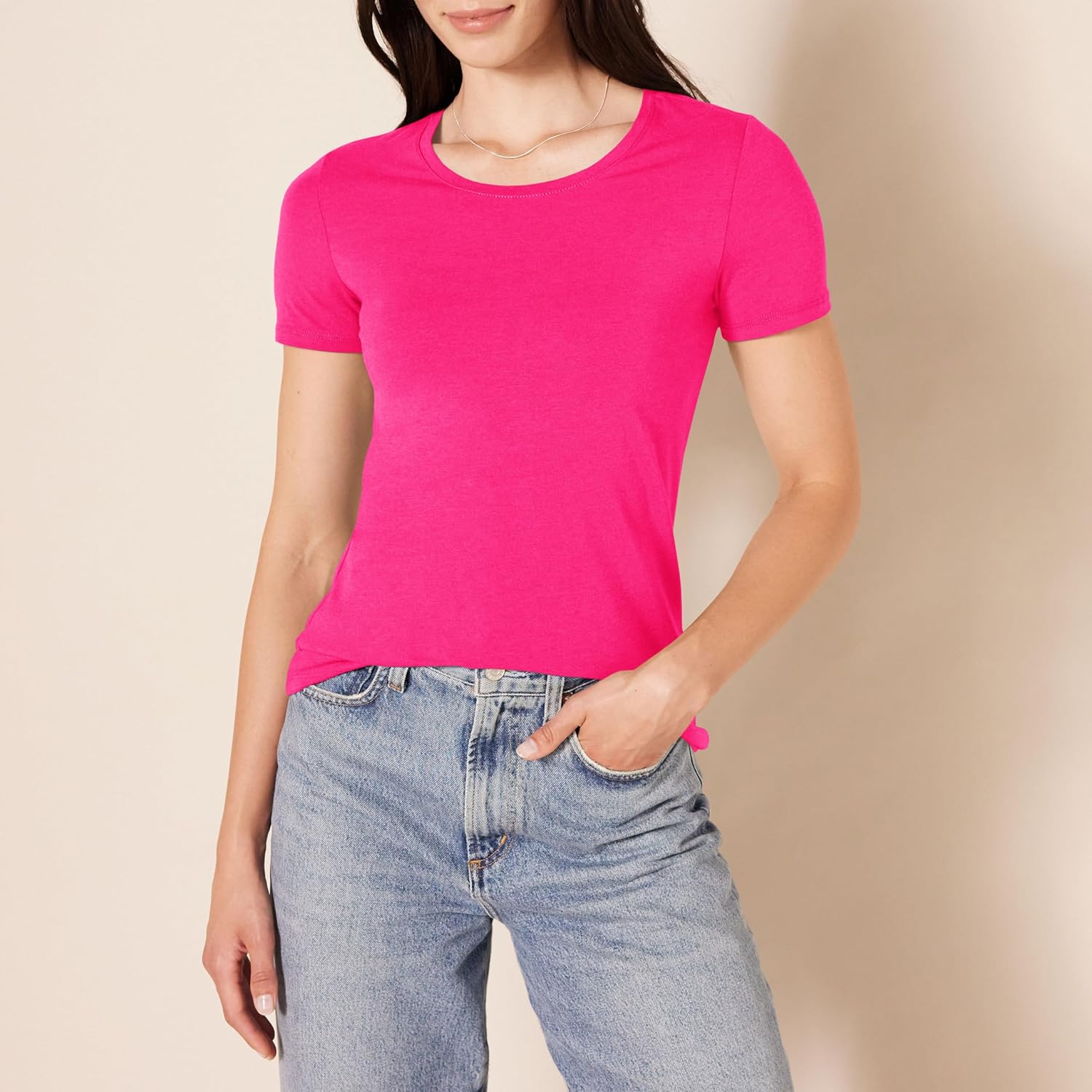 Thumbnail 1 de Amazon Essentials Damen Kurzarm-T-Shirt Regular-Fit – Rundhals/V-Ausschnitt, Multi-Pack