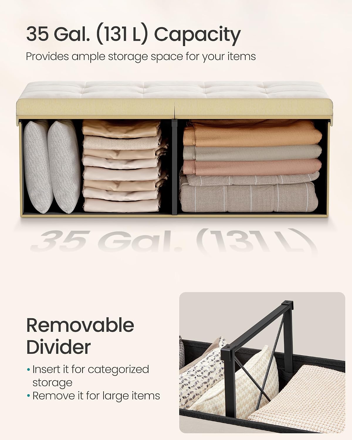 Thumbnail 5 de SONGMICS Storage Ottoman 43.3-Inch