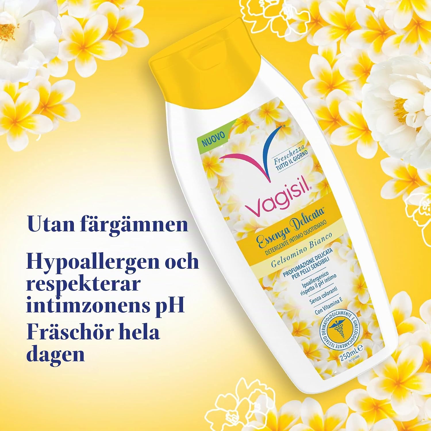 Detalle de Vagisil intimtvättgel med vit jasmin, aloe vera och pH-anpassning, 250 ml