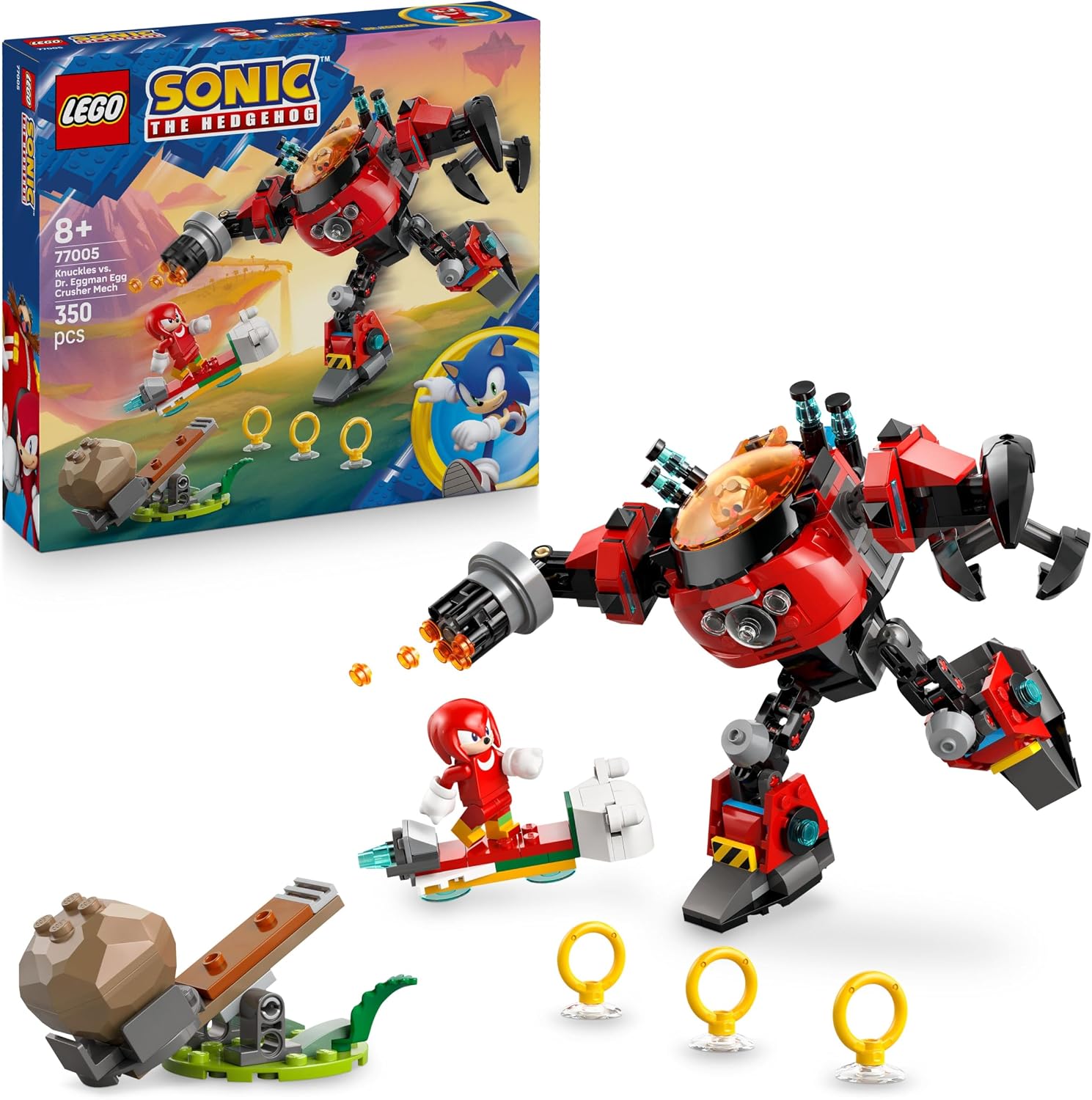 LEGO Sonic The Hedgehog Knuckles Contre l’Egg Crusher - Jouet Robot 77005