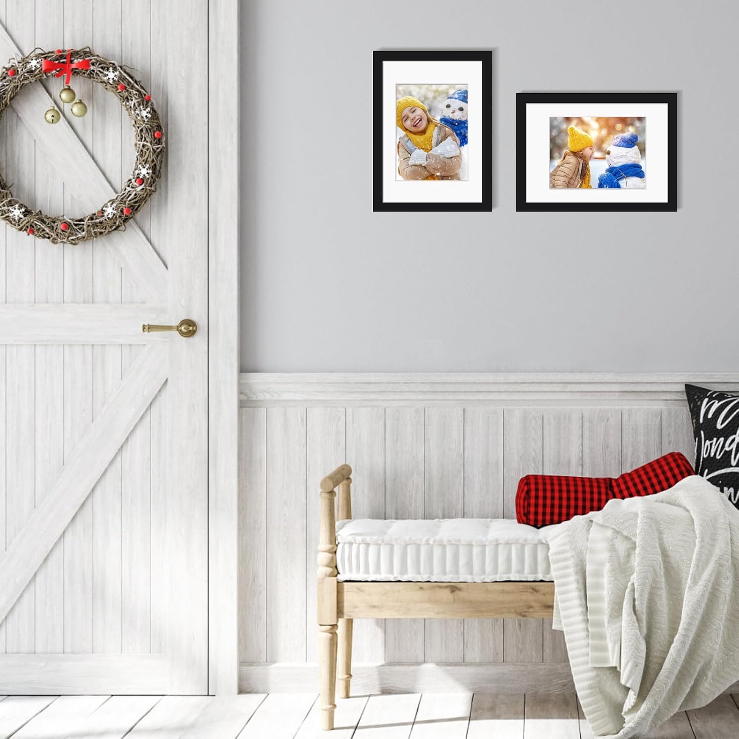 Detalle 2 de EGOFINE A4 Frames: Solid Wood Picture Frames (Set of 4) with A5 Mat in Black