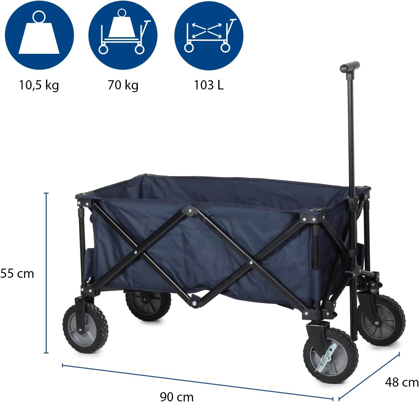 Thumbnail 2 de Campart HC-0910: carrello da spiaggia pieghevole da trasporto 70 kg con borsa – Blu