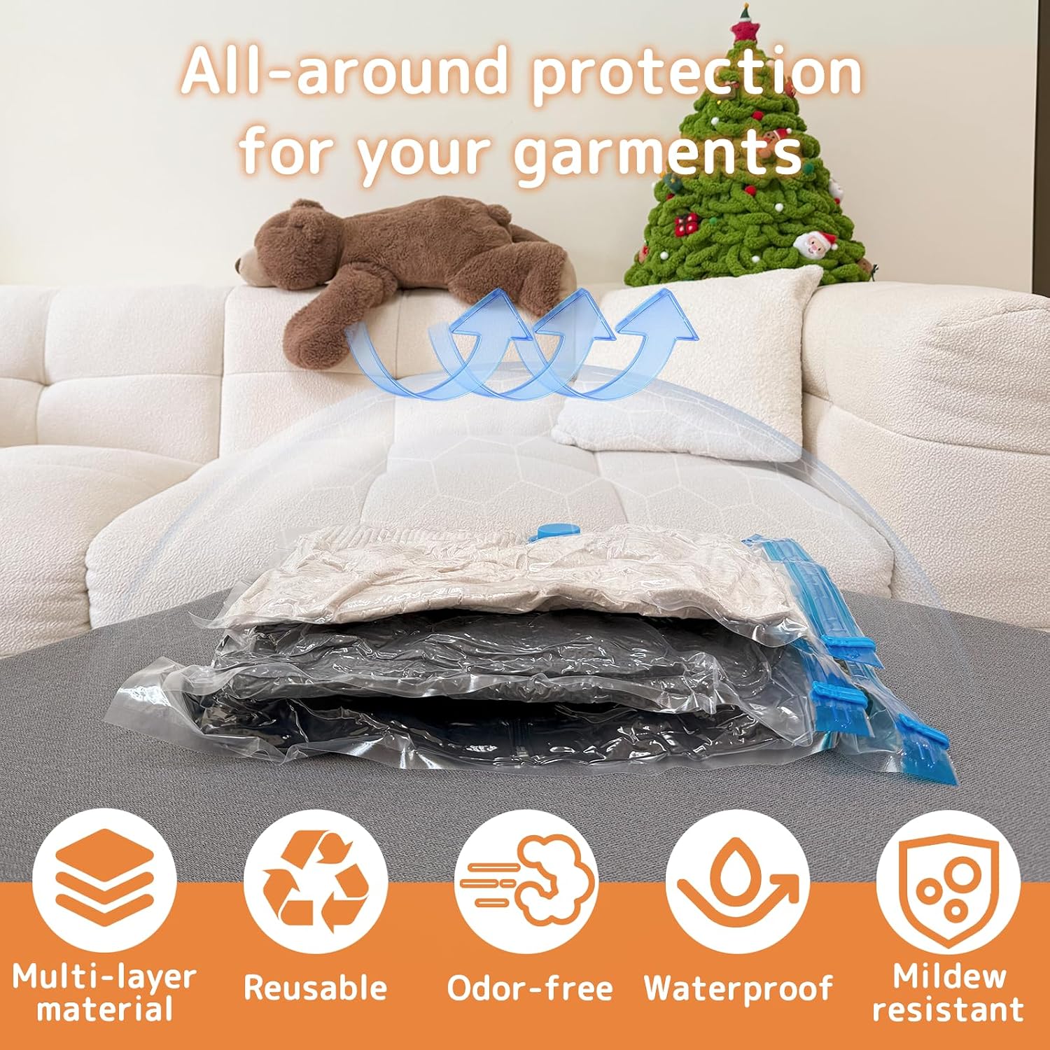Detalle 2 de 12 Pack Vacuum Bags for Travel with Rechargeable Air Pump