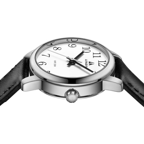 Detalle de LN LENQIN Reloj de Cuarzo Analógico para Mujer — Pulsera de Cuero, esfera 30 mm