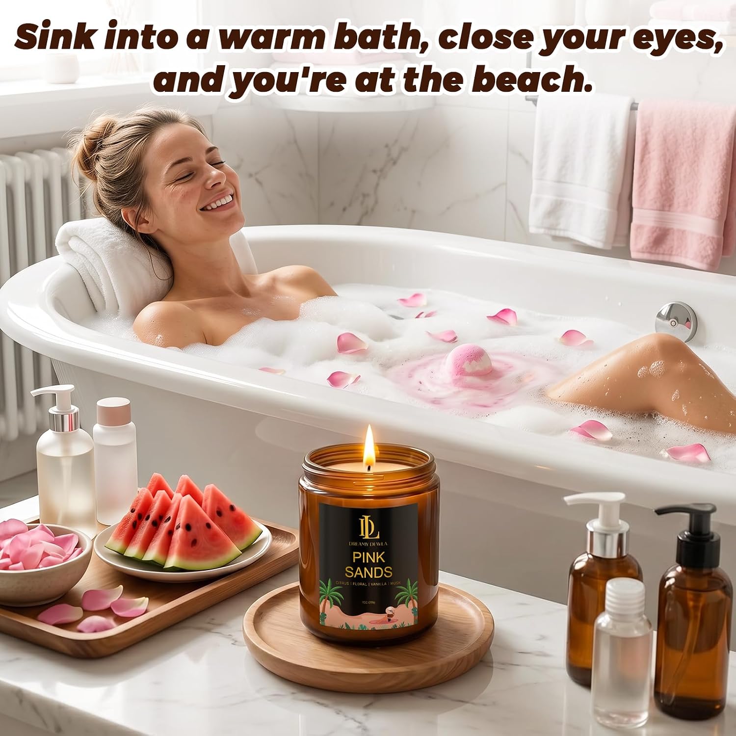 Detalle 2 de DL DREAMY DEWLA D009-7 Soy Candle Set, 4 Tropical Scents in Glass Jars
