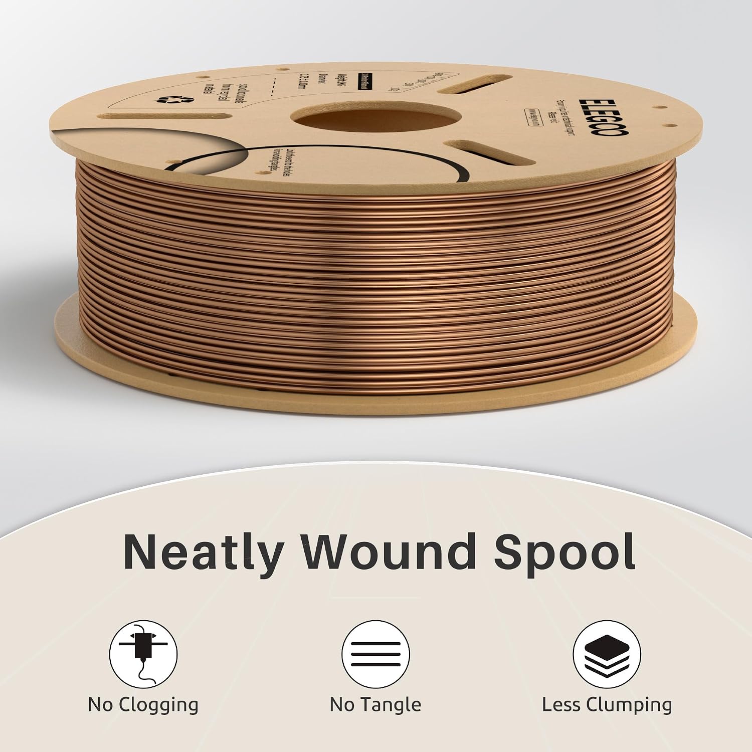Detalle de ELEGOO Metal PLA Filament 1.75mm Copper (1kg) – Metallic shiny, metal-filled look for most FDM printers