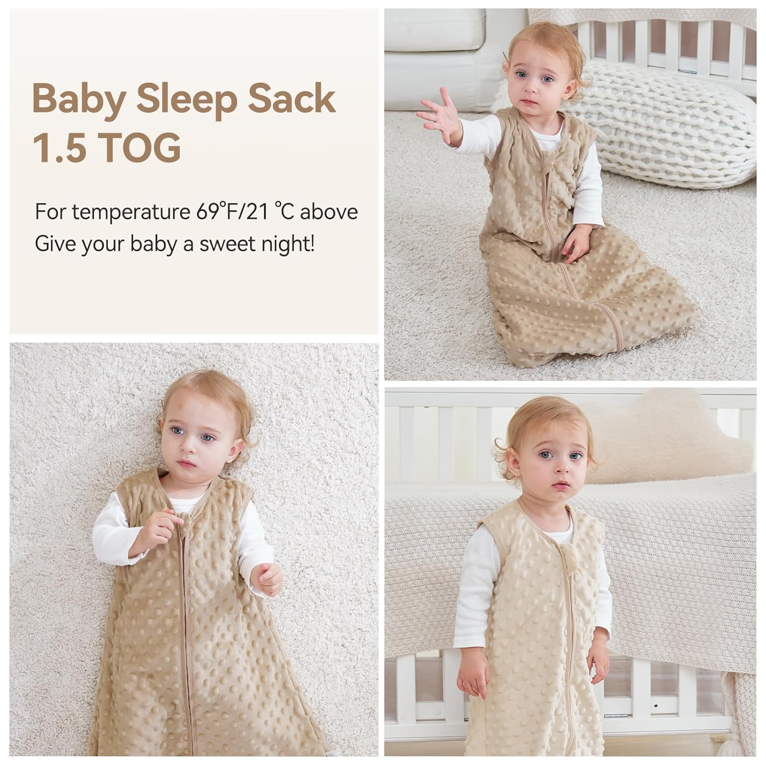 Thumbnail 6 de Unnivoll Schlafsack Baby 1.5 Tog – 0–6 Monate, 2er Pack, 67 cm (Kaffee)