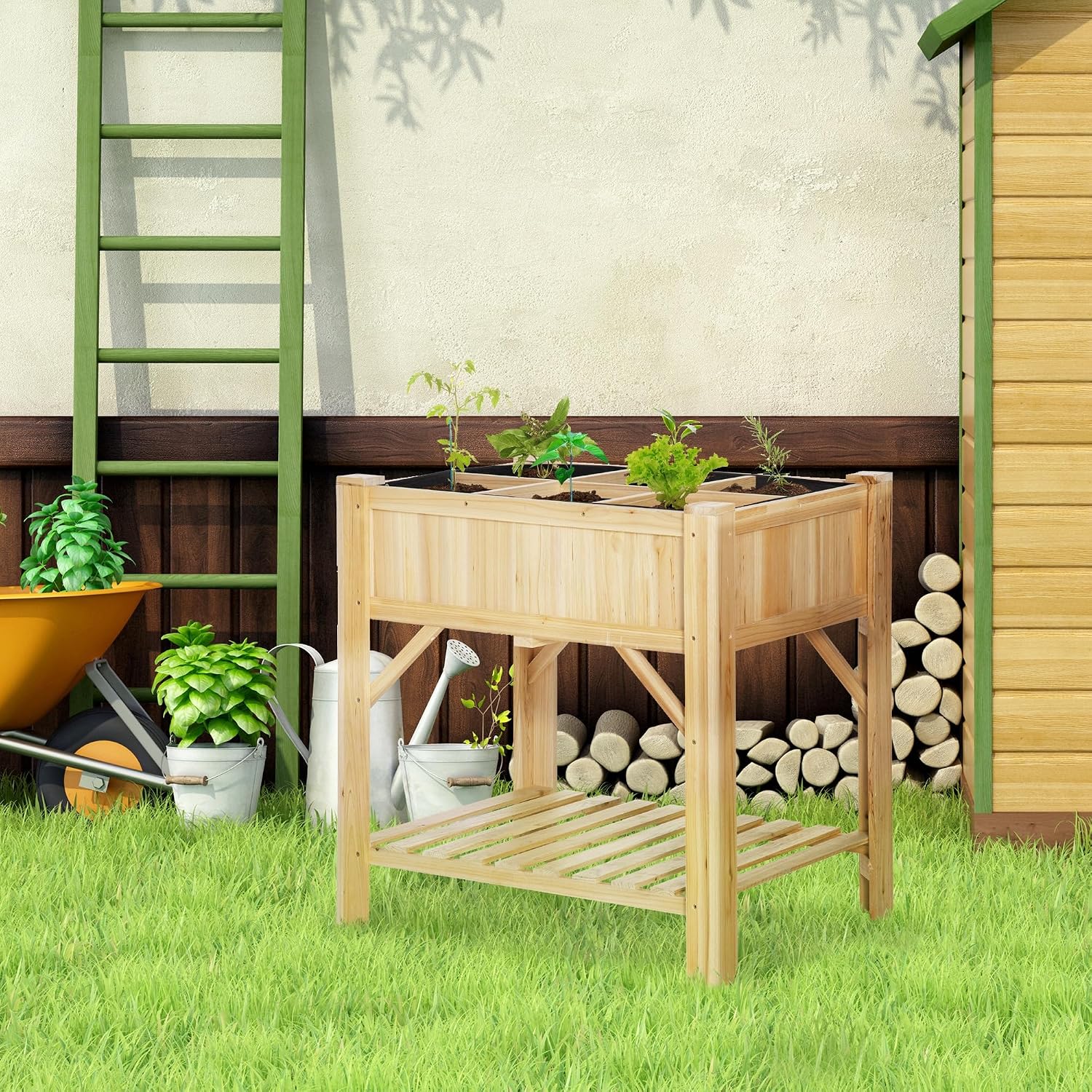 Detalle 2 de Outsunny Huerto Urbano Elevado de Madera